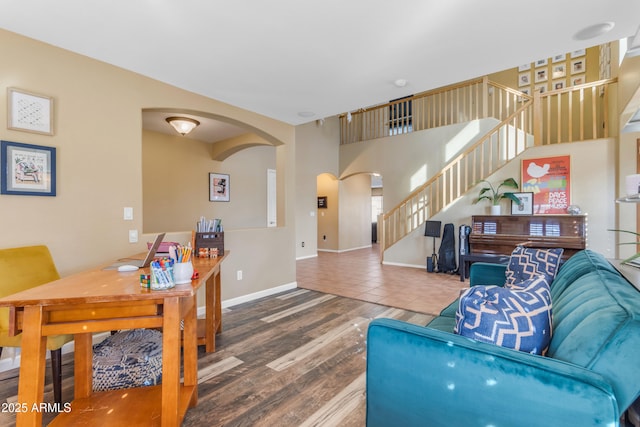 living room with hardwood / wood-style floors