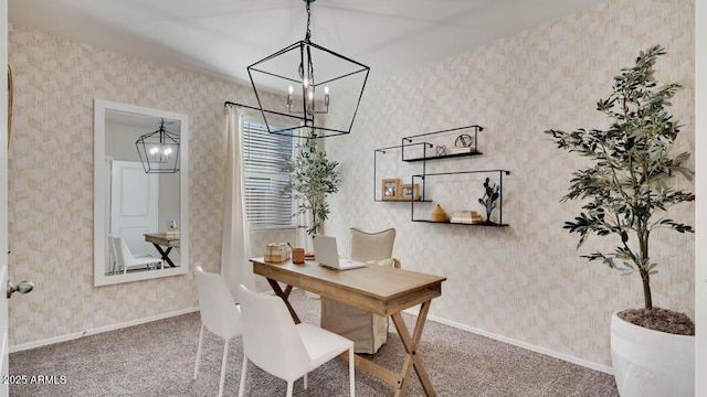 24052 W Pima St, Buckeye, AZ 85326 - carpeted office with a chandelier and wallpapered walls