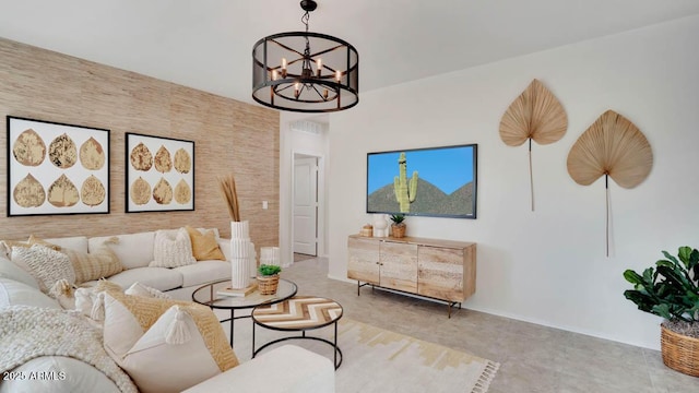 24052 W Pima St, Buckeye, AZ 85326 - tiled living area featuring a chandelier and baseboards