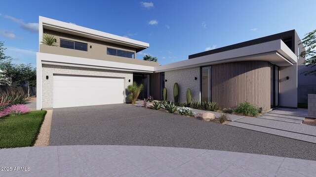 contemporary home featuring a garage