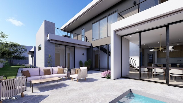 view of patio / terrace featuring an outdoor living space and a balcony