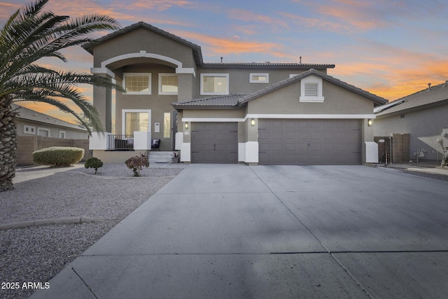 view of front property with a garage