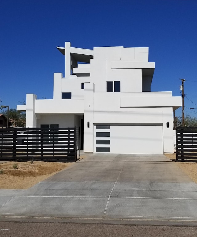 modern home featuring a garage