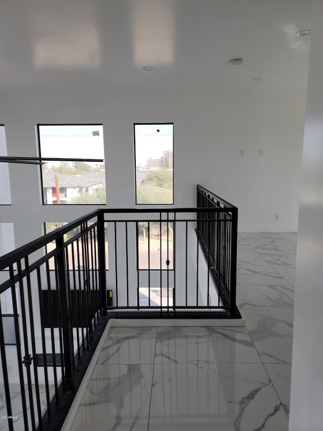 interior space featuring light tile floors