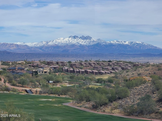 property view of mountains with a residential view