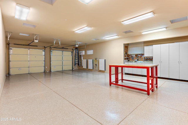 garage with a garage door opener