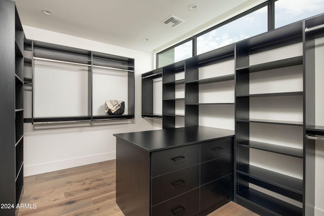 walk in closet featuring hardwood / wood-style floors