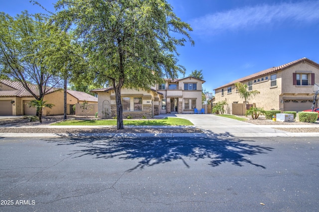 4609 E Ironhorse Rd, Gilbert, AZ 85297 - view of front of home featuring stucco siding, a residential view, and stone siding