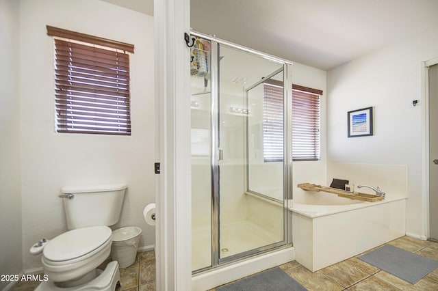 4609 E Ironhorse Rd, Gilbert, AZ 85297 - bathroom featuring a garden tub, a stall shower, toilet, and baseboards