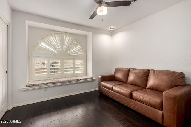 2026 E Cortez Dr, Gilbert, AZ 85234 - sitting room featuring baseboards, dark wood finished floors, and ceiling fan