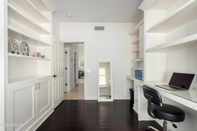 2026 E Cortez Dr, Gilbert, AZ 85234 - home office with dark wood finished floors, built in study area, and baseboards