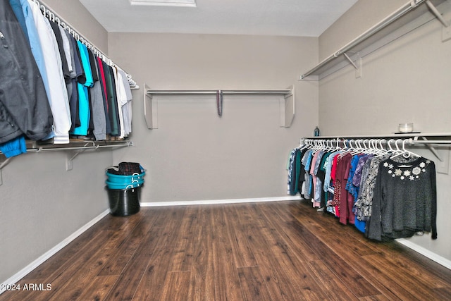 walk in closet featuring dark hardwood / wood-style floors