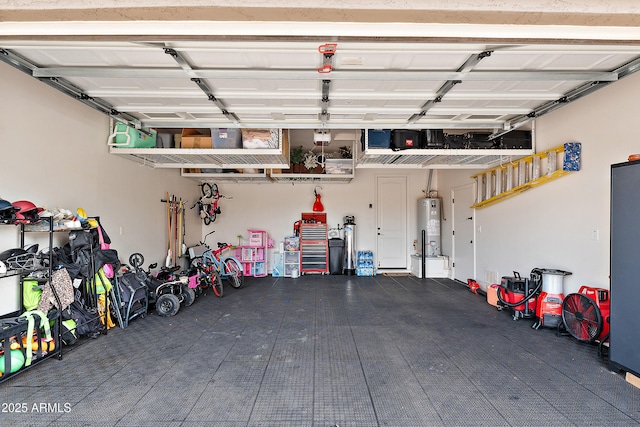 garage with gas water heater