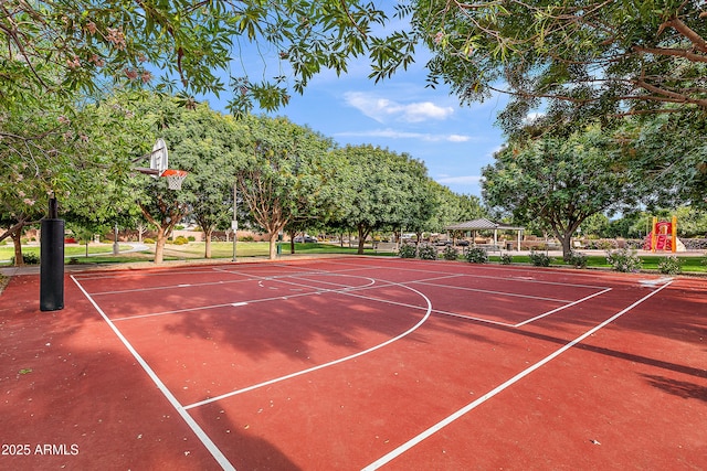 view of basketball court featuring a gazebo and community basketball court