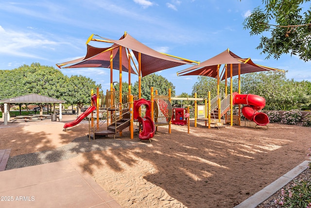 community jungle gym featuring a gazebo