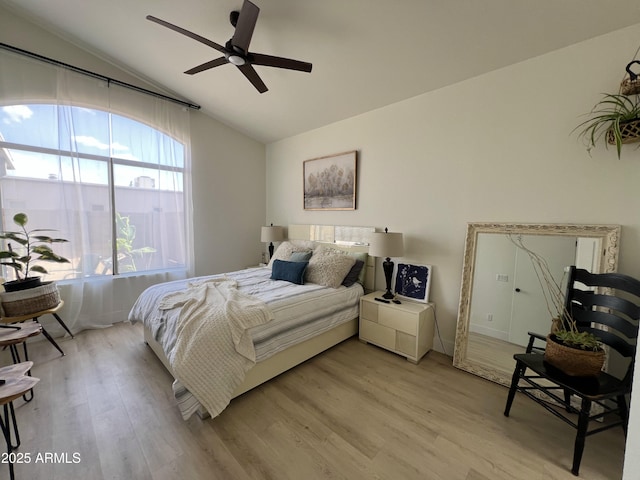 4925 W Bluefield Ave, Glendale, AZ 85308 - bedroom featuring lofted ceiling, light wood finished floors, and a ceiling fan