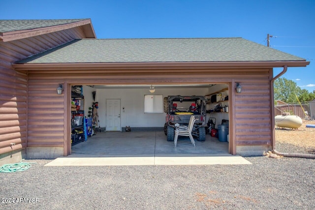 view of garage