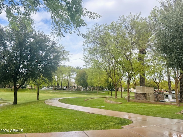 view of community featuring a yard