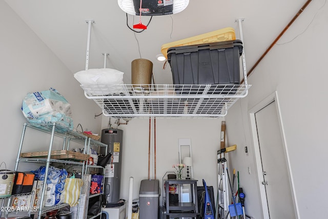 garage with electric water heater
