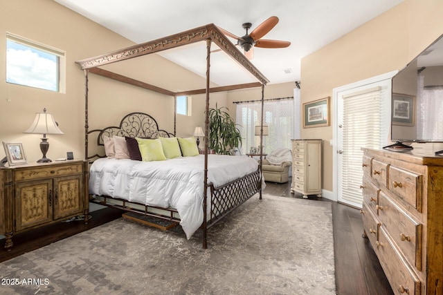 5978 E Chuckwalla Trl, Cave Creek, AZ 85331 - bedroom featuring ceiling fan, multiple windows, and wood finished floors