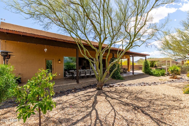 back of property with a patio area and stucco siding