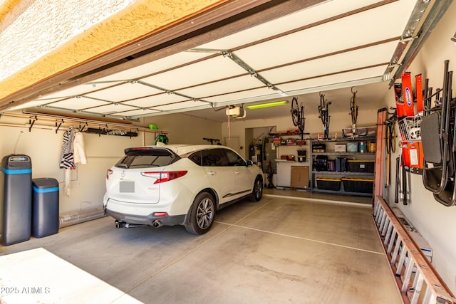 garage with a garage door opener