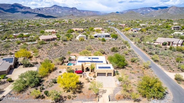 drone / aerial view with a mountain view and a residential view