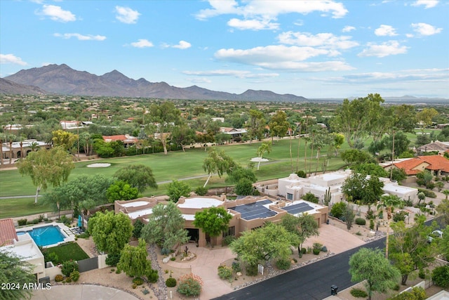 aerial view with a mountain view