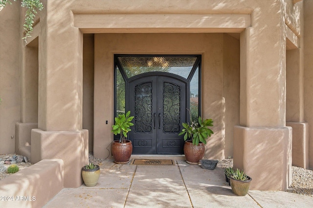 property entrance with french doors