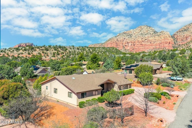 aerial view with a mountain view