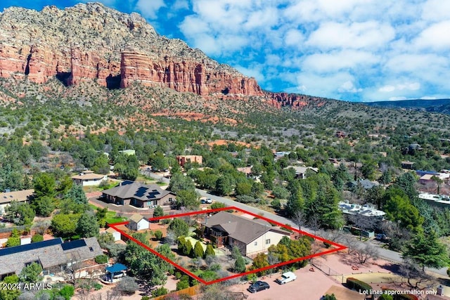 bird's eye view featuring a mountain view