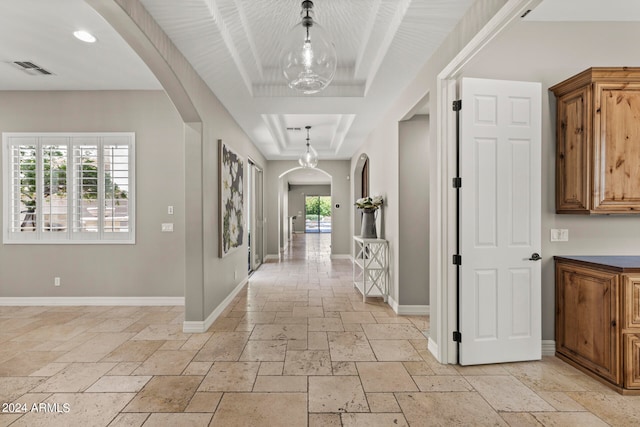 corridor with a raised ceiling