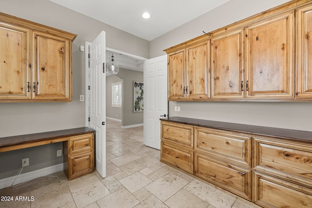 kitchen with built in desk