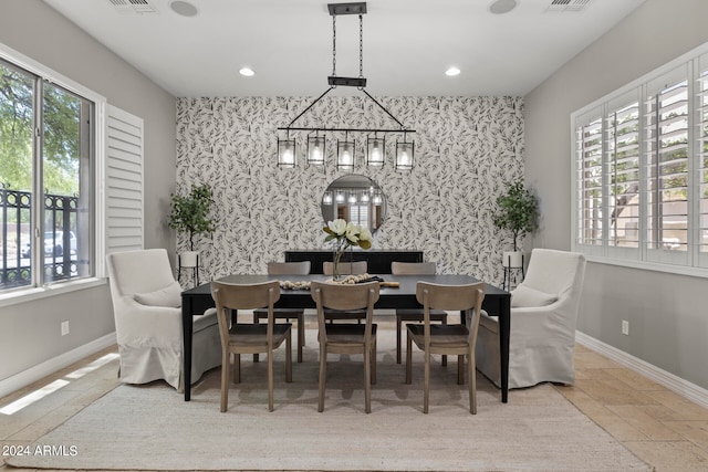 dining space with a healthy amount of sunlight