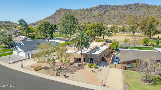 bird's eye view with a mountain view and a residential view