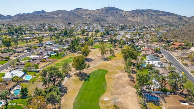 bird's eye view featuring a residential view and a mountain view