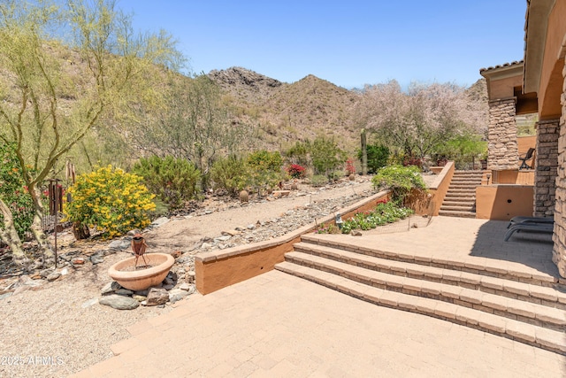11550 E Paradise Ln, Scottsdale, AZ 85255 - view of patio with stairway and a mountain view