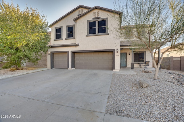 view of front of home with a garage