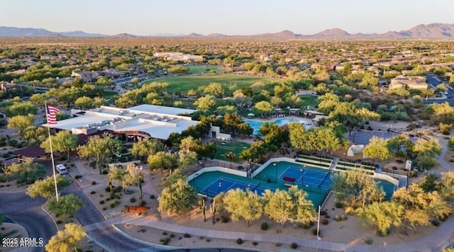 bird's eye view with a mountain view