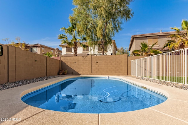 view of pool featuring a fenced in pool and a fenced backyard