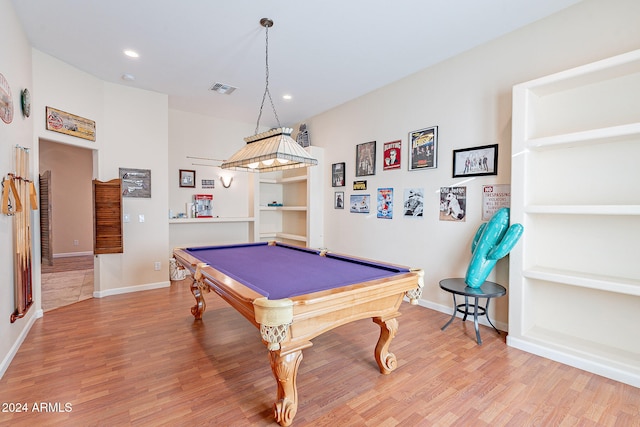 game room featuring hardwood / wood-style flooring and billiards