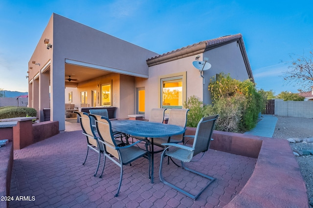 view of patio with ceiling fan