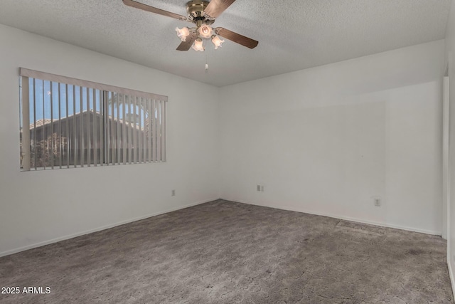 1501 E Colonial Dr, Chandler, AZ 85249 - carpeted empty room with a textured ceiling, baseboards, and ceiling fan
