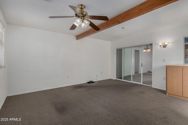 1501 E Colonial Dr, Chandler, AZ 85249 - unfurnished bedroom with dark carpet, baseboards, beam ceiling, and a closet