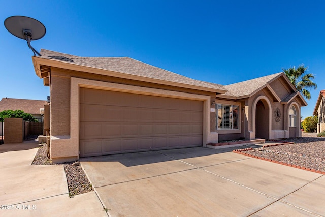 1501 E Colonial Dr, Chandler, AZ 85249 - ranch-style home with an attached garage, a shingled roof, concrete driveway, and stucco siding