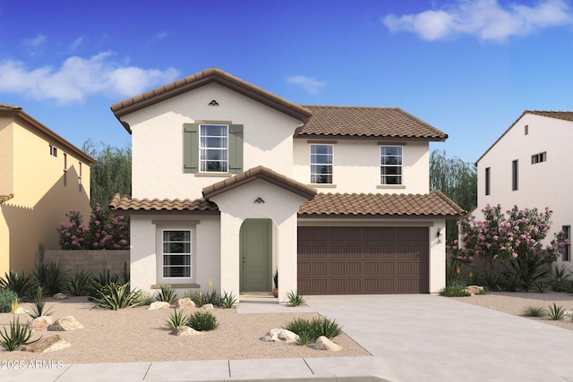 7416 S 76th Ln, Laveen, AZ 85339 - mediterranean / spanish-style home featuring a tiled roof, an attached garage, stucco siding, and concrete driveway