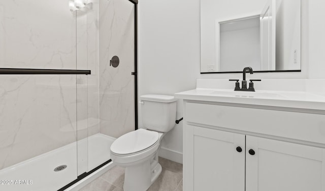 7416 S 76th Ln, Laveen, AZ 85339 - bathroom with vanity, a marble finish shower, toilet, and tile patterned floors