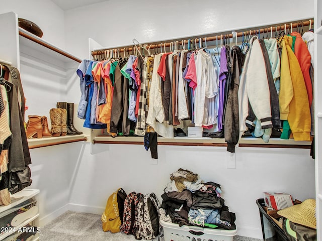 walk in closet featuring carpet