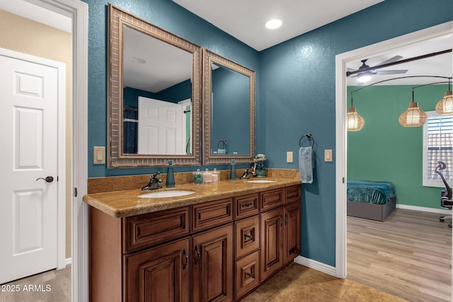 15011 N 45th Pl, Phoenix, AZ 85032 - bathroom featuring ceiling fan, tile patterned floors, and vanity