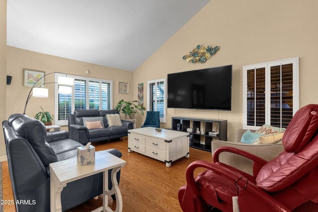 15011 N 45th Pl, Phoenix, AZ 85032 - living room with wood-type flooring and high vaulted ceiling